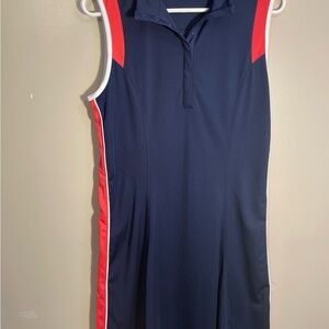 Callaway Navy Sleeveless Dress with Coral Accents